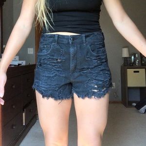 black distressed jean shorts